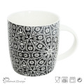 Tasse en céramique de 12 onces avec décalcomanie de fleurs noires